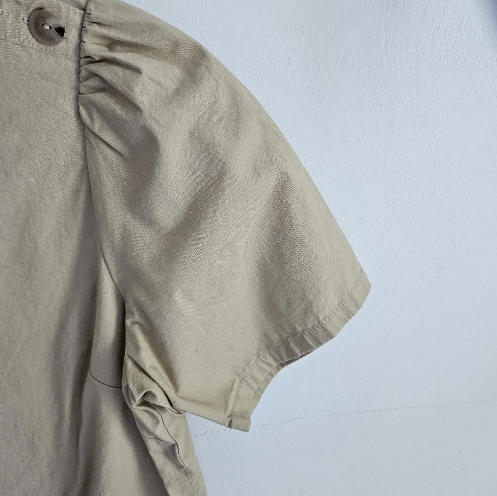 J. Crew Khaki Pullover Short Sleeve Cotton blouse